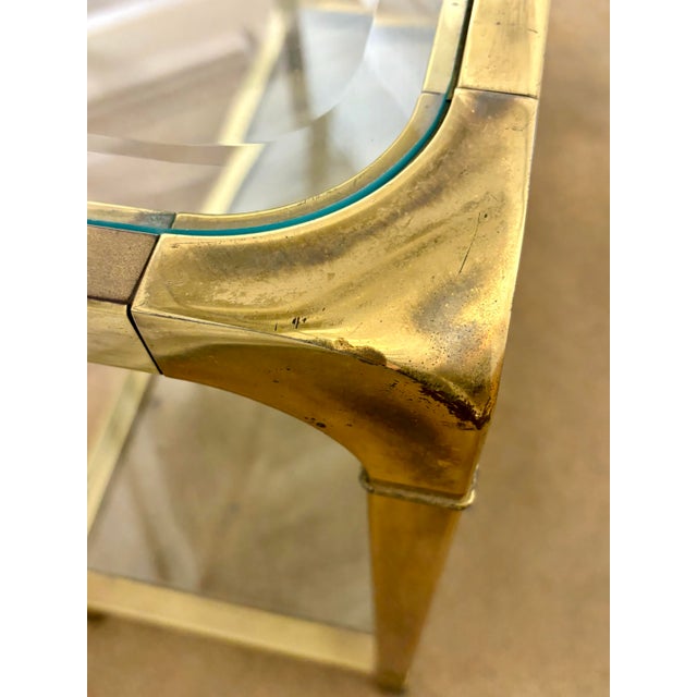 Brass Vintage Brass Console Table After Mastercraft For Sale - Image 8 of 10