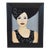Chic Dark Haired Woman Portrait Oil Painting Including the Antiqued Black Wood Frame For Sale