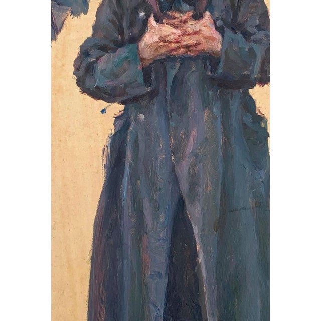 Battle Painting Portrait Soldier Armed Forces Antique Oil Painting Original Soviet Art Ukrainian Artist Sokolovsky G. 43-29 1970s For Sale - Image 4 of 6