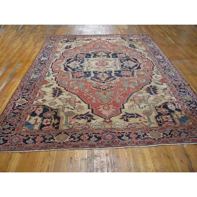 Antique Persian Serapi rug, size: 8'5" x 12'6".