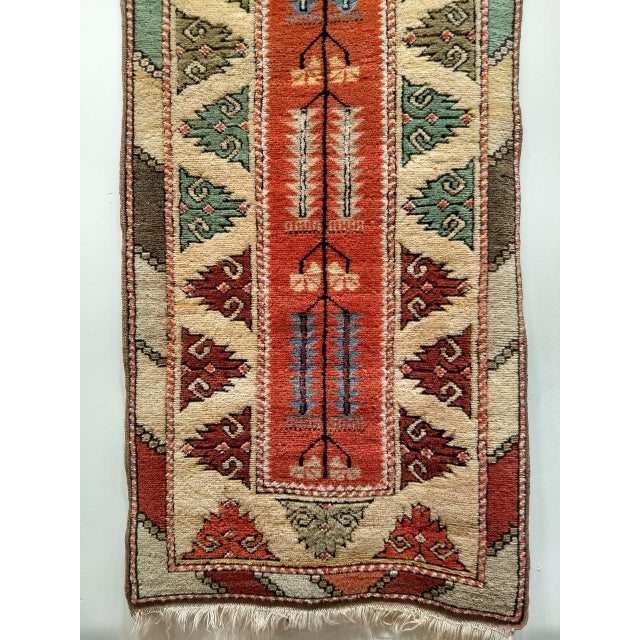 Vintage Turkish Oushak Runner, Handwoven Wool Pile, Geometric Design, 3' x 9' For Sale - Image 13 of 16
