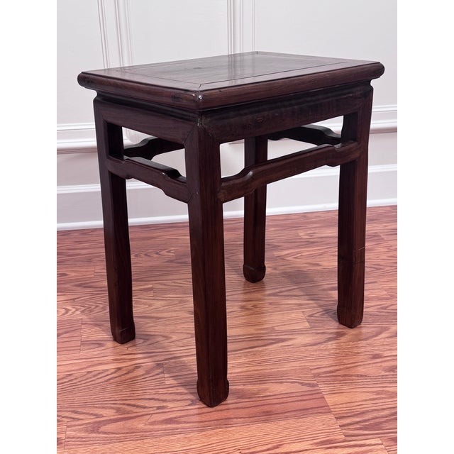 Transitional Vintage Asian Modern Traditional Ming Style Solid Wood Accent Side Table For Sale - Image 3 of 12