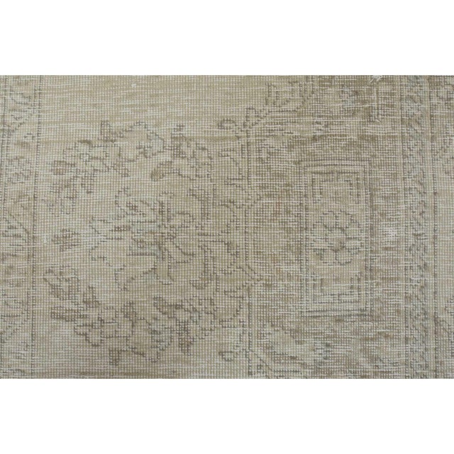 Beige Tabriz Rug 5’11” X 9’2” Beige Wool Vintage Distressed Hand-Knotted Carpet For Sale - Image 8 of 15