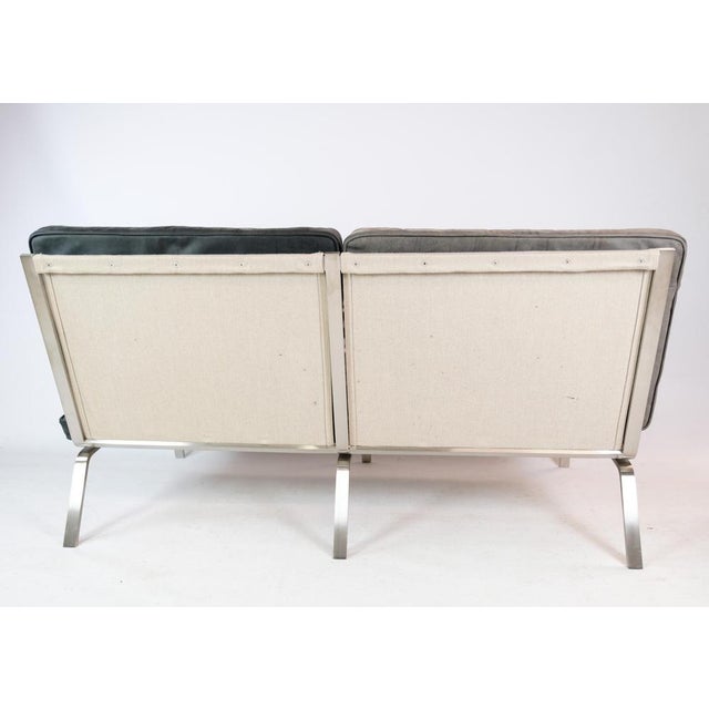 Stainless Steel & Black Leather 2-Seater Sofa by Mann for Norr11, 2000s For Sale - Image 4 of 16