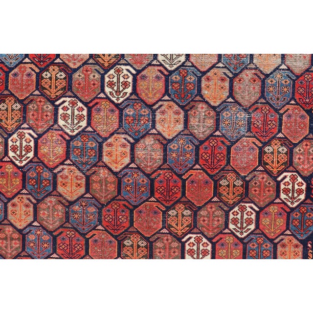 Red Antique Malayer Rug in Soft Tones in Wool With Sub-Geometric Paisley Design For Sale - Image 8 of 11