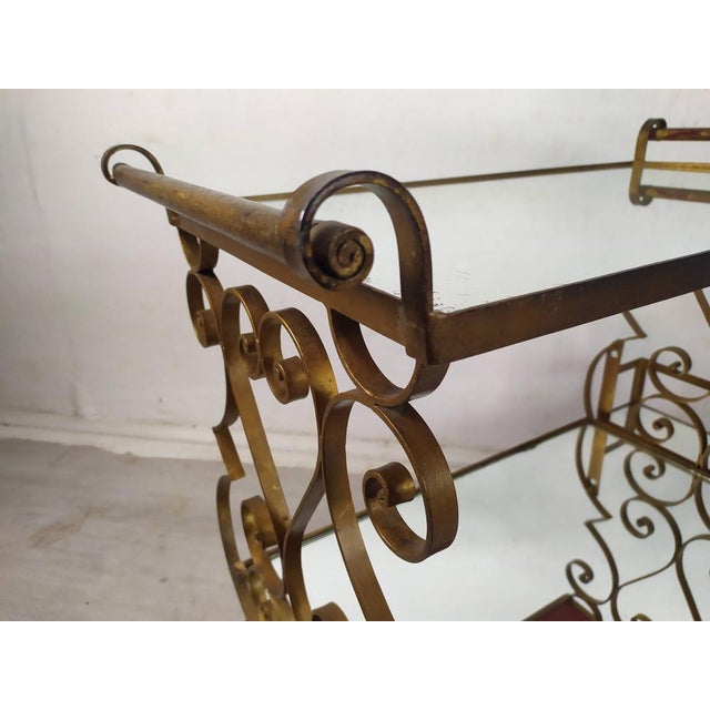 Gold Mirror Bar Cart, 1940s For Sale - Image 16 of 18