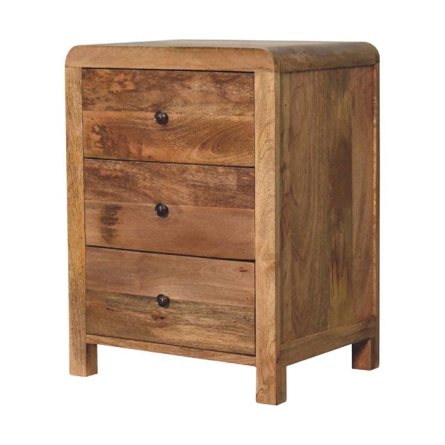 The Solid Mango Wood 3-Drawer Bedside Table is a bedroom essential blending natural elegance and modern craftsmanship....