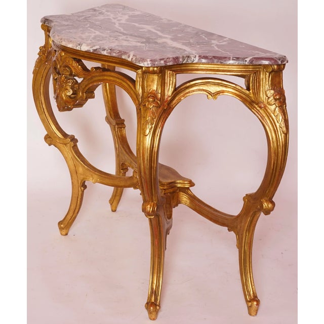Mid 20th Century Vintage French Regency Console Table With Marble Top For Sale In Miami - Image 6 of 13