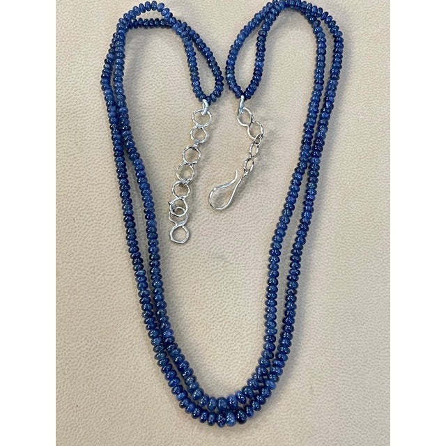 105 Carat Natural Sapphire Bead Two-Strand Necklace Sterling Silver Clasp For Sale - Image 10 of 18