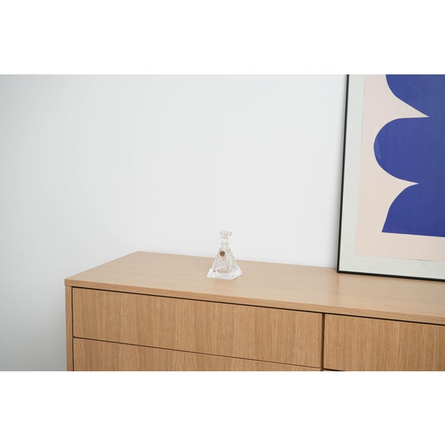 The carafe was made in the 1970s by the renowned italian manufacturer rcr cristalleria italiana. a geometric pyramid-...