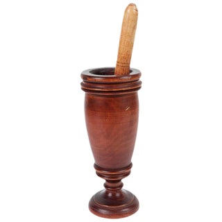 Italian Wooden Mortar and Pestle For Sale