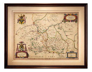 Map of Cambrai & Artois with Heraldic Cartouches from Blaeu, 1642