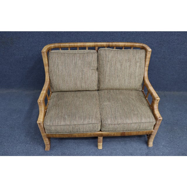 Braxton Culler Split Reed Bamboo Rattan Loveseat Settee For Sale In Philadelphia - Image 6 of 13