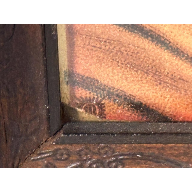 Wood Antique Framed Chromolithograph Ecce Homo Crown of Thorns after Fridolin Leiber For Sale - Image 7 of 10