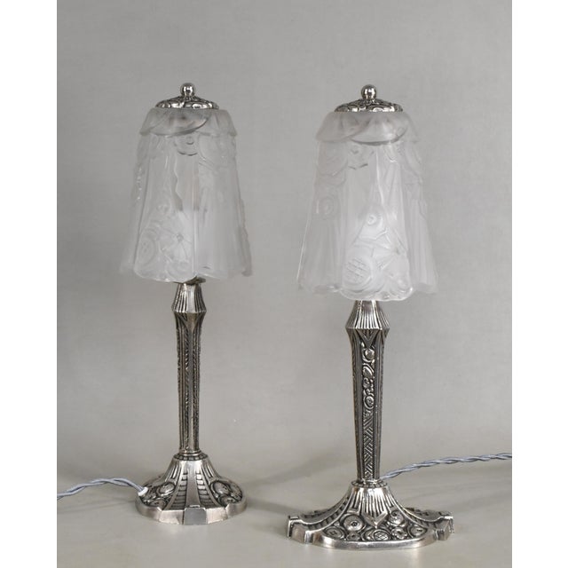 1930s French Art Deco Lamp by Ejg Jean Gauthier 1930s France - A Pair For Sale - Image 5 of 14