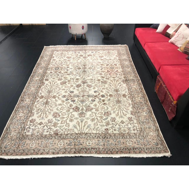 Boho Chic 1960s Vintage Floral Design Turkish Anatolian Rug For Sale - Image 3 of 11