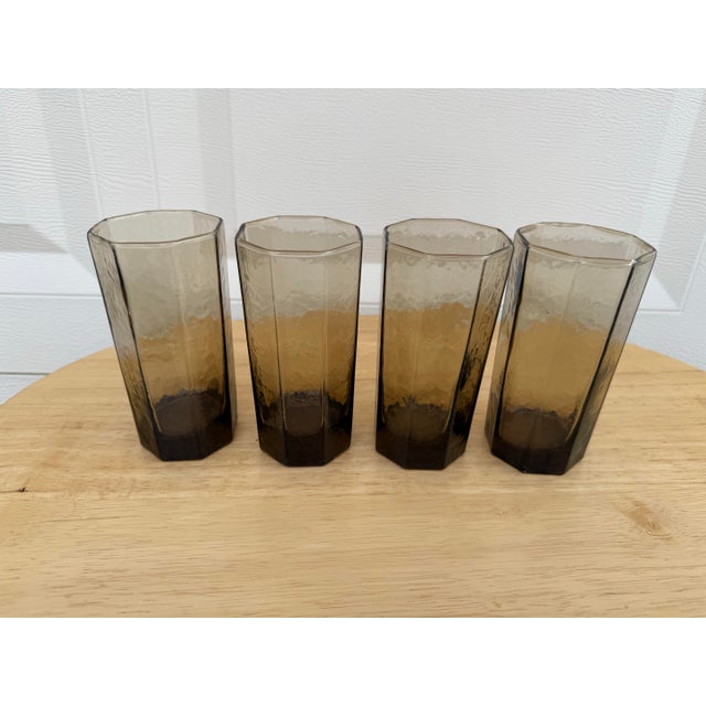 Charcoal Mid-Century Modern Hazel Atlas Octagonal Grey Tumblers- Set of 4 For Sale - Image 8 of 12