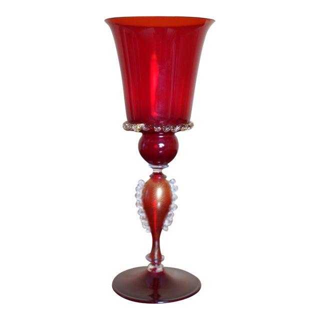 Italian Handcrafted Chalice in Blown Murano Glass 1970s For Sale