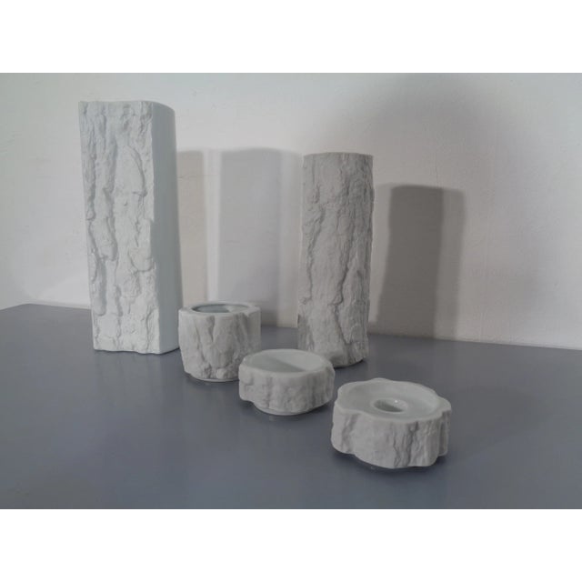 3 OP Art vases, ashtrays and candlesticks from the 1970s by Bareuther Waldsassen. Height vase: 29/24/7 cm. Ashtray height...