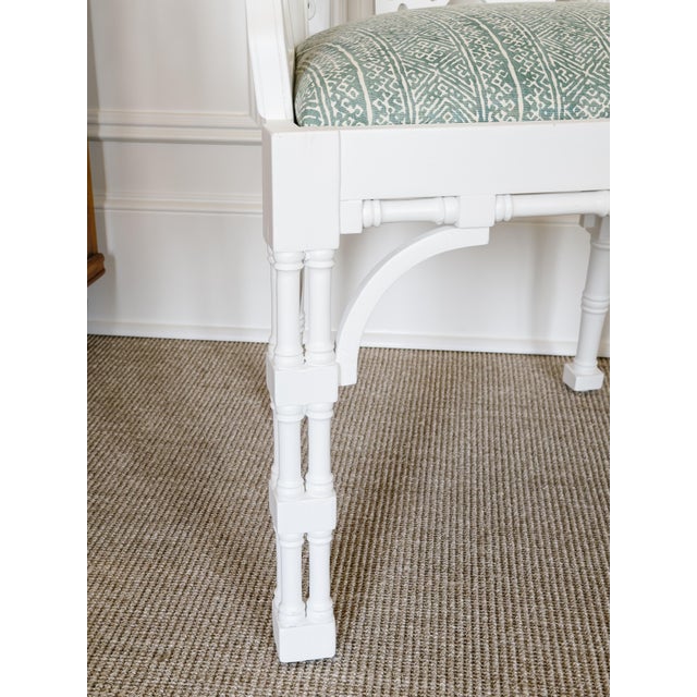 Antique White Mid 20th Century Pair of White Gesso Chinese Chippendale Armchairs For Sale - Image 8 of 8
