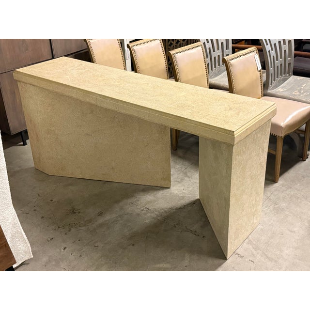 Contemporary Bespoke Geometric Faux Stone Console Table For Sale - Image 3 of 12