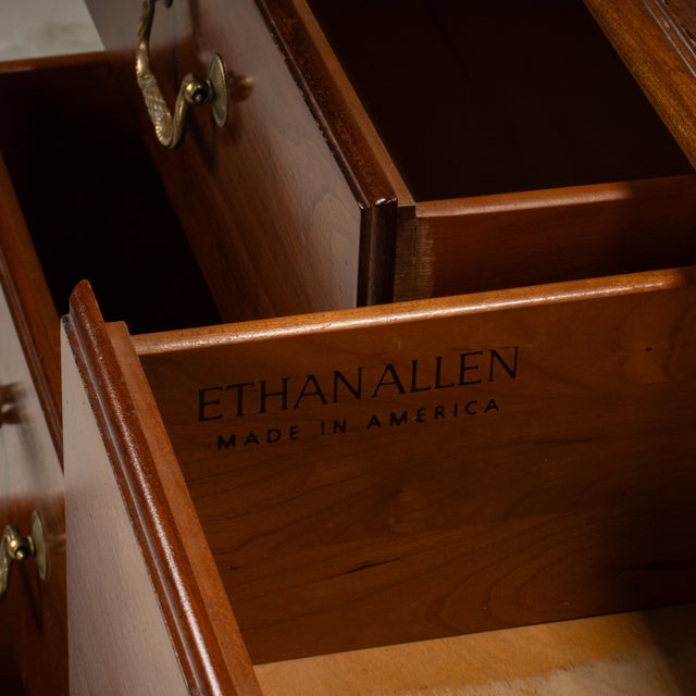 1990s Ethan Allen Regent’s Park Cherry Chest of Drawers Dresser W/ Brass Pulls For Sale - Image 10 of 18