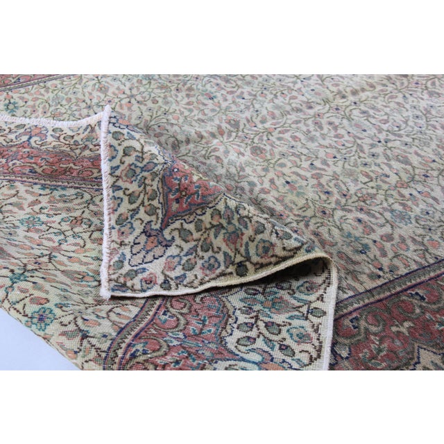 Vintage Kayseri Hand-Knotted Wool on Cotton Rug With Traditional Floral Motifs -4' 9'' X 6' 9'' For Sale - Image 4 of 13