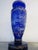20th Century Snow Painted Cobalt Blue Glass Vase Gold Scrolled Relief Outdoor Scene For Sale - Image 4 of 9