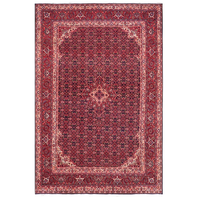 Boho Chic Persian Tabriz Blue/Red Wool Rug - 6'11'' X 10'1'' For Sale - Image 10 of 10