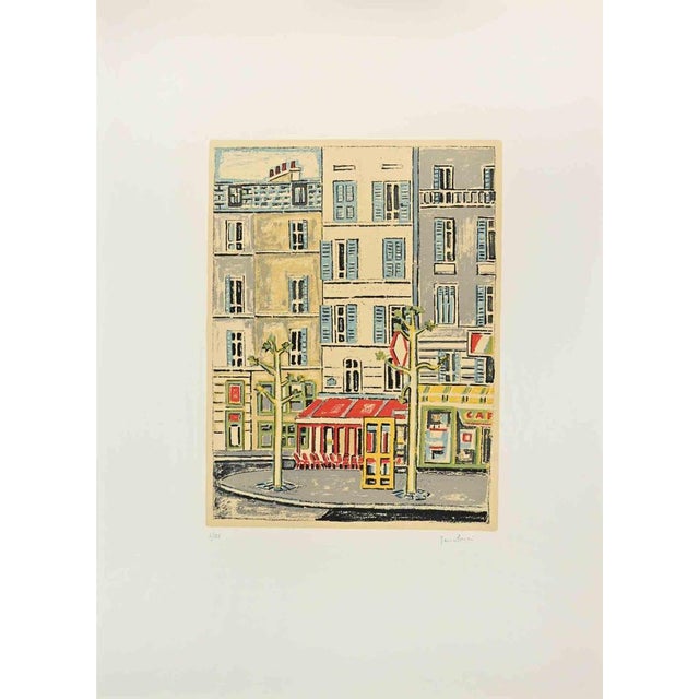 Modern Orfeo Tamburi, Café Parisien, 1970s, Lithograph For Sale - Image 3 of 4