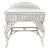 Vintage White Rectangular Wicker & Bamboo Desk, Console or Vanity With Glass Top, Drawer For Sale