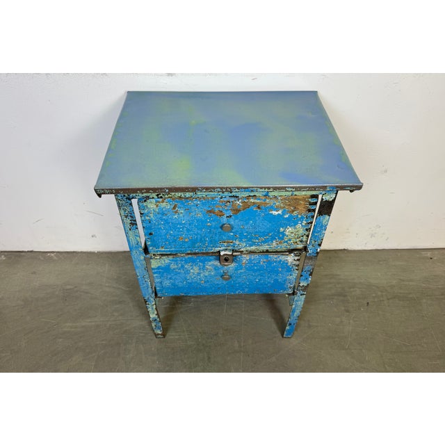 Mid-Century Modern Industrial Blue Iron Chest of Drawers, 1950s For Sale - Image 3 of 18