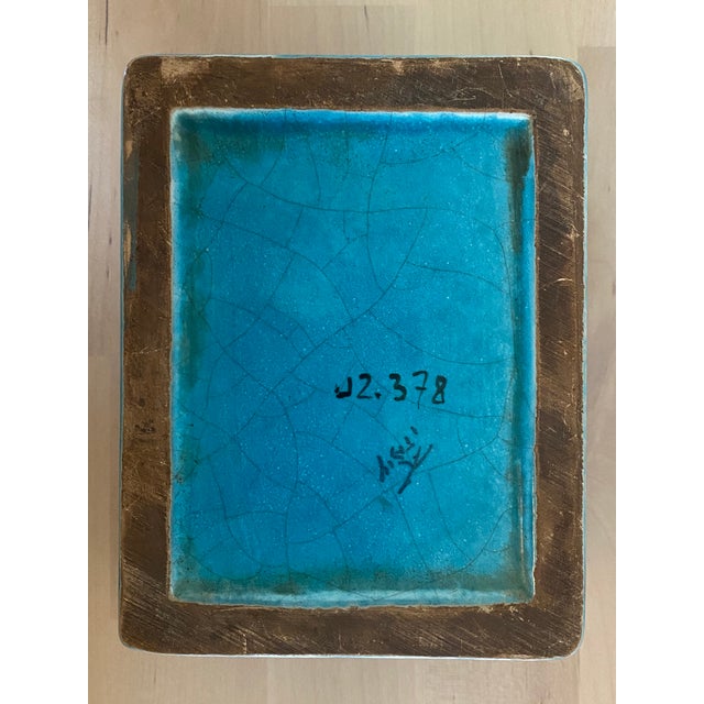 1950s Ugo Zaccagnini Mid-Century Modern Blue Ceramic Pottery Box For Sale - Image 12 of 13