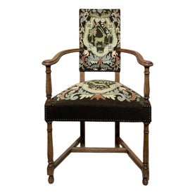 Armchair with Tapestry Upholstery For Sale