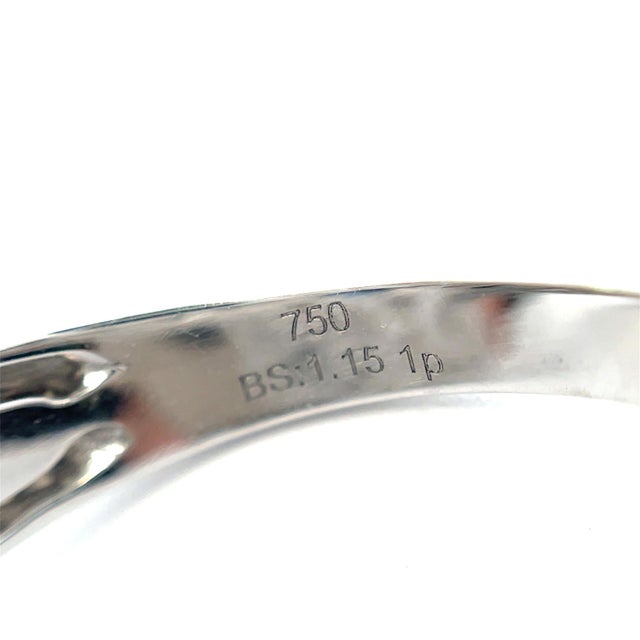 Gorgeous 18k White Gold Ring With 1.15 Carat Natural Blue Sapphire & Diamonds, Size 6.75 For Sale - Image 11 of 11