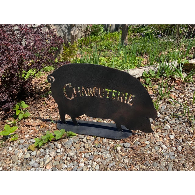 Folk Art 1950s Cast Iron Charcuterie Pig Sculpture For Sale - Image 3 of 10