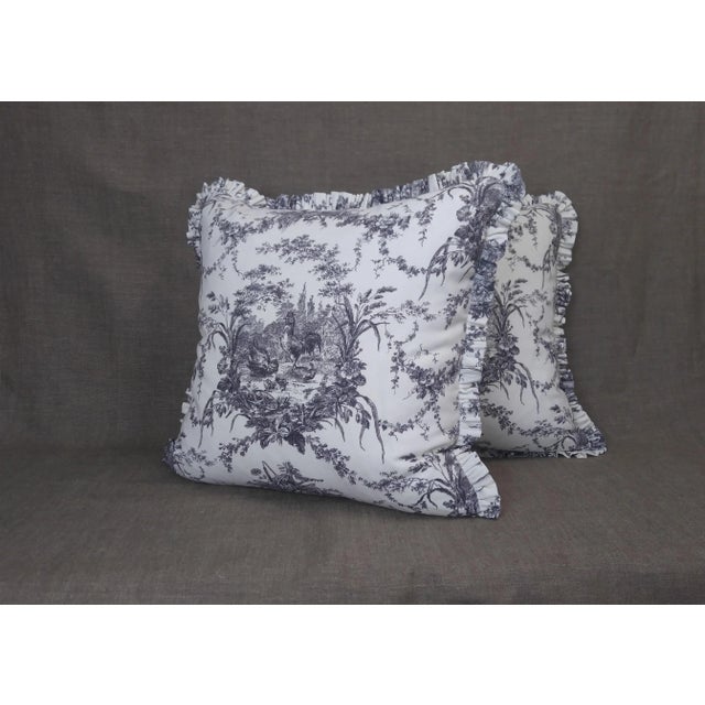 Waverly Linen French Print Throw Pillows a Pair Chairish