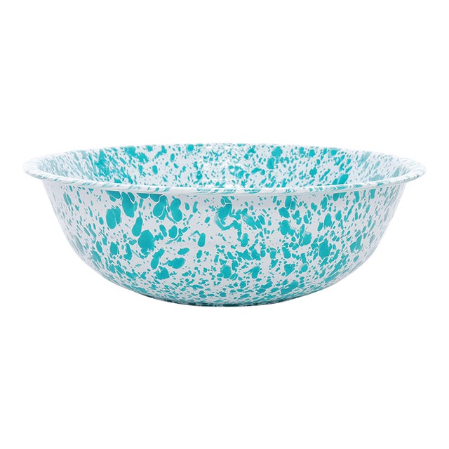Crow Canyon Home Splatterware, Medium Basin in Turquoise & White For Sale