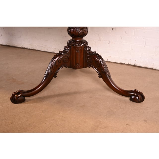 19th Century Antique Georgian Carved Mahogany Double Pedestal Extension Dining Table, Newly Refinished For Sale - Image 11 of 13