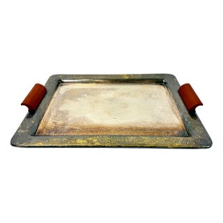 Art Deco Silver Plated Serving Tray with Bakelite Handle from František Bibus & Son, 1930s For Sale