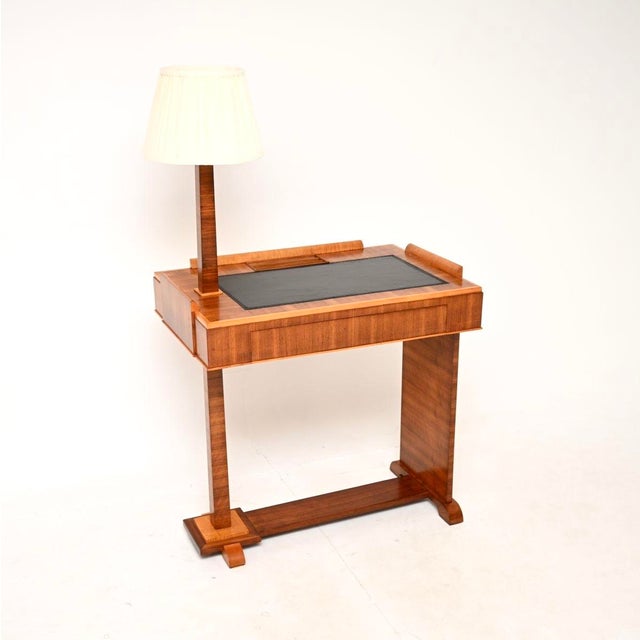 Art Deco Walnut and Sycamore Desk with Integrated Lamp, 1930s For Sale - Image 11 of 11