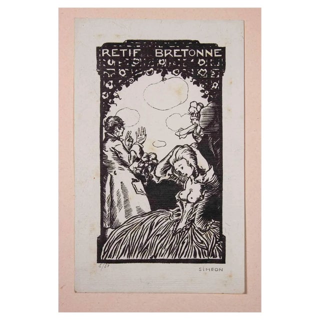 Fernand Siméon, Retif De La Bretonne, Original Woodcut, Early 20th-Century For Sale