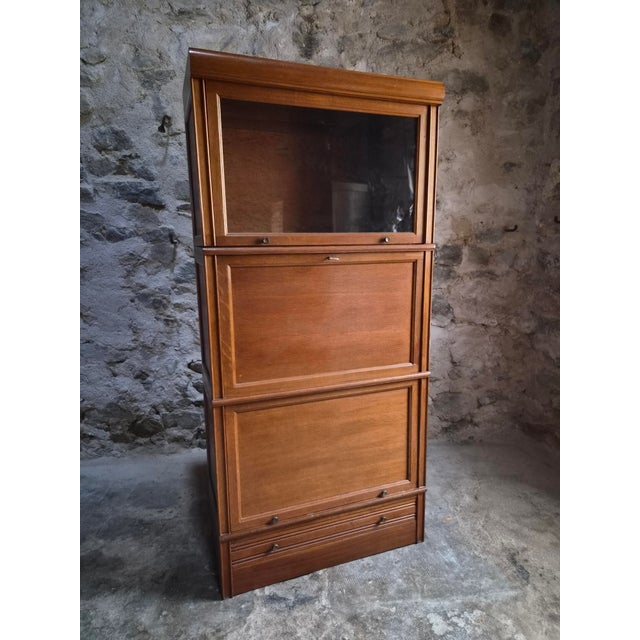 Brown French Modular Oak Secretary Desk with Bookcase & Vitrine from Martin Dupuis, 1950s For Sale - Image 8 of 18