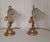 Florentine Table Lamps with Gold-Colored Metal Frames and Frosted Relief Glass Shades, 1970s, Set of 2, in Very Good...