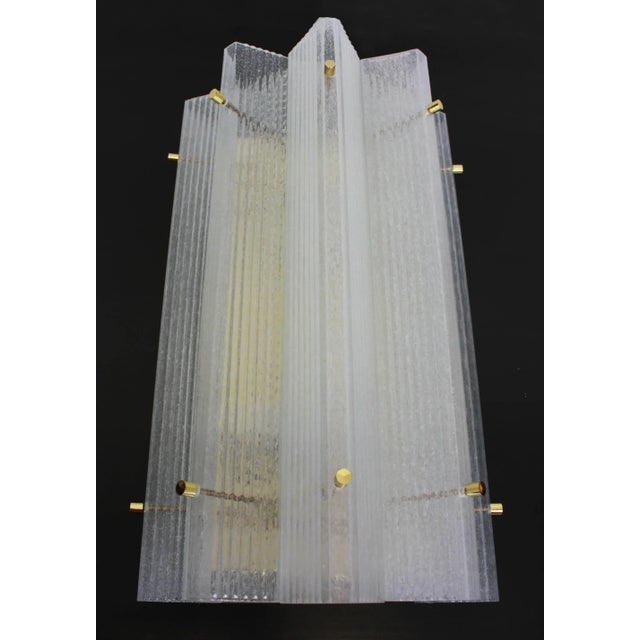 Huge Triangular Frosted Glass Wall Sconces from Limburg, Germany, 1960s, Set of 2 For Sale - Image 6 of 14