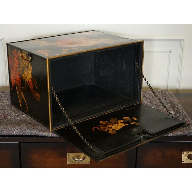 Vintage Metal Floral Hand Painted Design Storage Box from Shaw & Sons. For Sale - Image 15 of 18