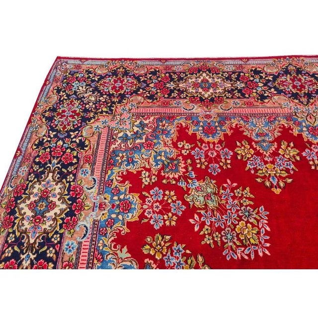 Textile Authentic Hand Knotted Antique Qashoun Wool Area Rug 13.8 X 10.6 Ft For Sale - Image 7 of 10