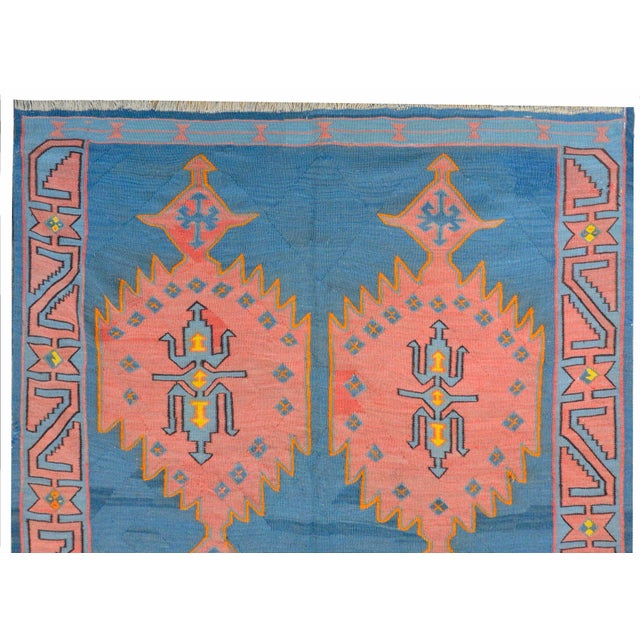 Vintage Mid Century Karebak Kilim Rug For Sale - Image 4 of 10