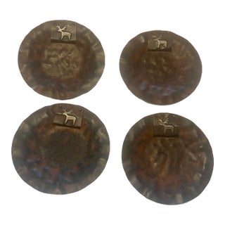 Jan Barboglio Moose Metal Plates 4 Piece Set Rustic Handcrafted Wildlife Decor Collection For Sale