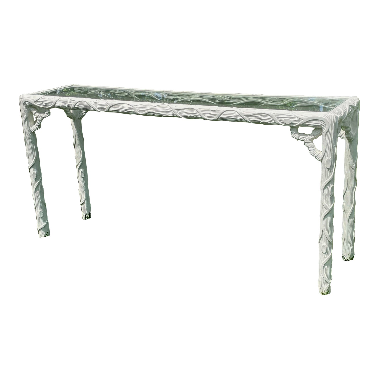 1970s Serge Roche Style Faux Bois Carved Console Table | Chairish